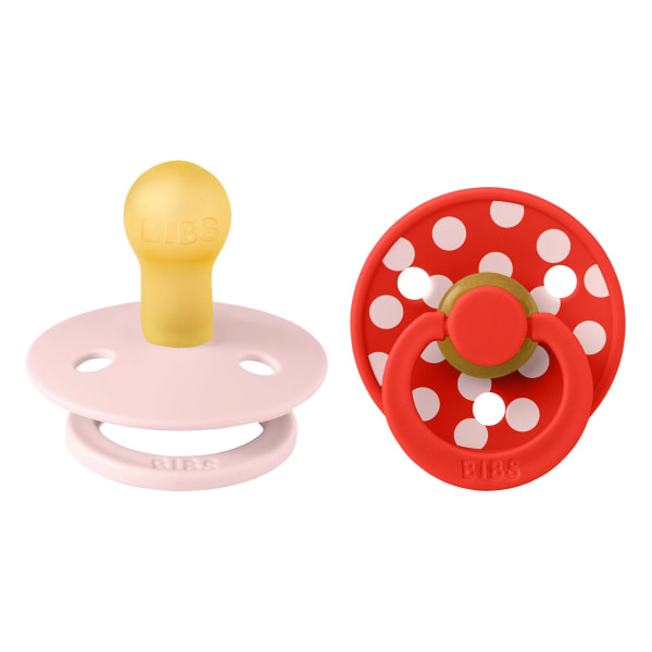 BIBS Pacifier Studio Colour Polka Latex Blossom/Candy Apple 2-pack Size 1