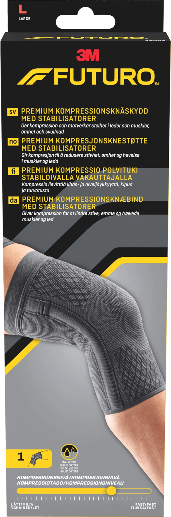 Futuro Premium Kompressionsknäskydd med stabilisatorer L