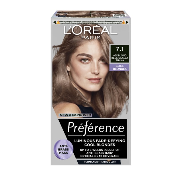 L'Oréal Paris Préférence Cool Blondes Permanent Color För Normalt Hår 1 pack 7.1 Iceland