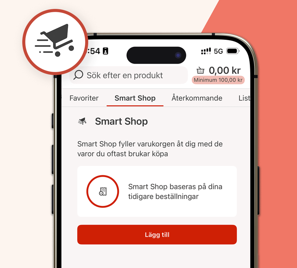 Skärmbild av Smart Shop i appen