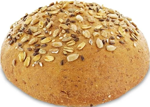 Grovt portionsbröd med fullkornsmjöl av vete och råg. Innehåller nyttiga rågkärnor, linfrö och solroskärnor. Deg.
