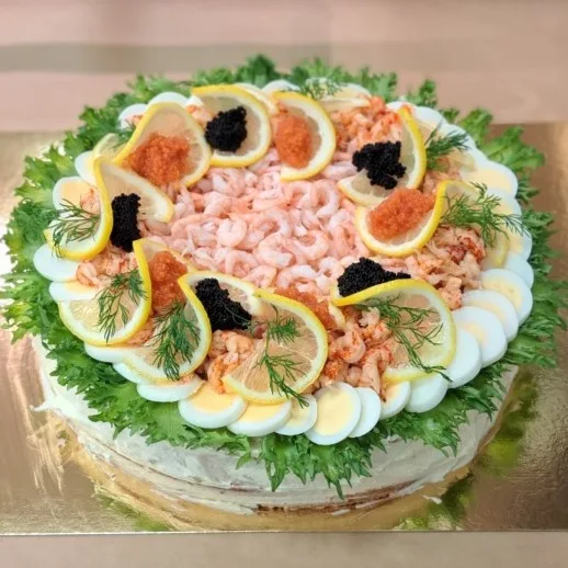 Skaldjurssmörgåstårta, skaldjurstårta, catering varberg, catering varberg, smörgåstårta varberg, smörgåstårta med räkor