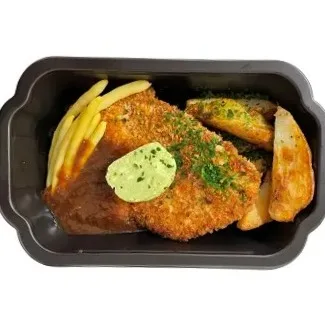 Schnitzel med råstekt potatatis