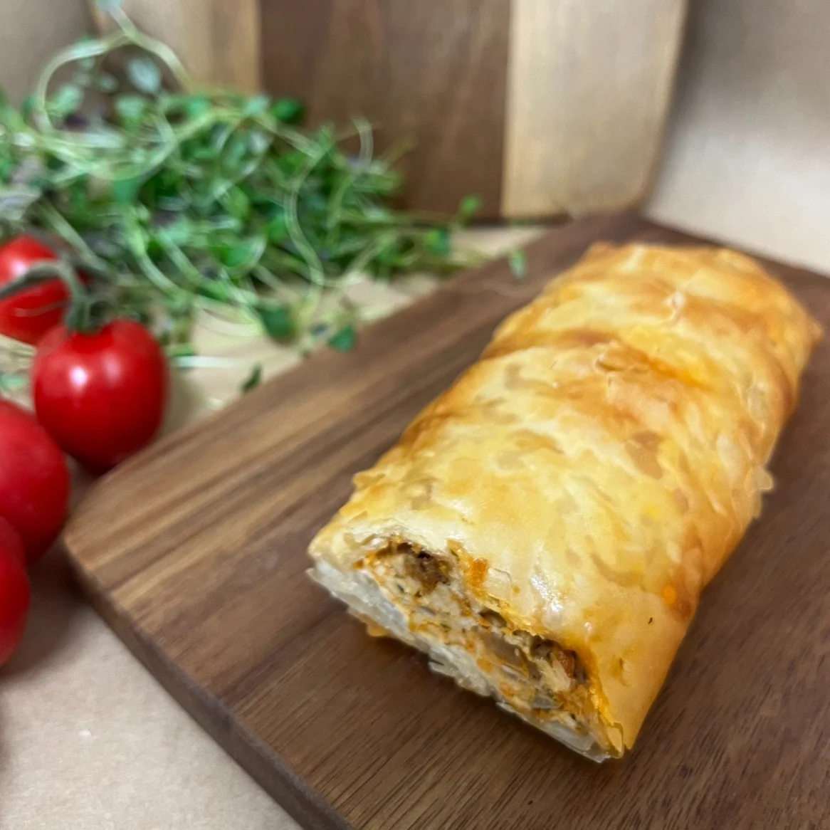 Filodegsulle hallomi & grillade grönsaker