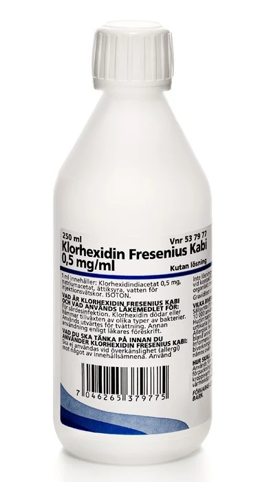 Klorhexidin Fresenius Kabi kutan lösning för sårdesinfektion 0,5 mg/ml 250 ml - Sårvård för hund
