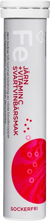 Hjärtats Järn + Vitamin C Brus Svartvinbär 20 st