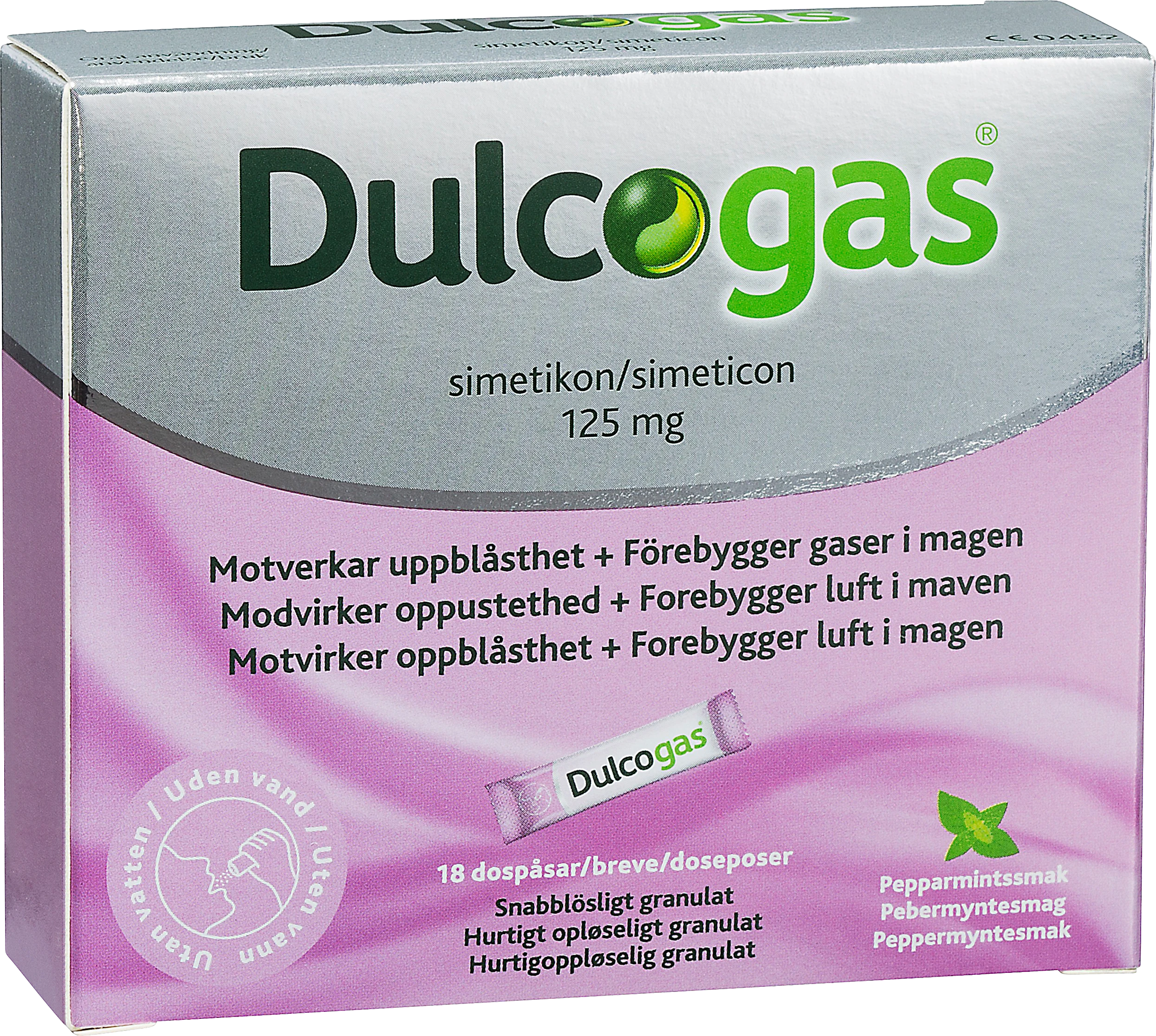 Dulcogas pepparmint dospåse 125 mg 18 st - Gaser i magen