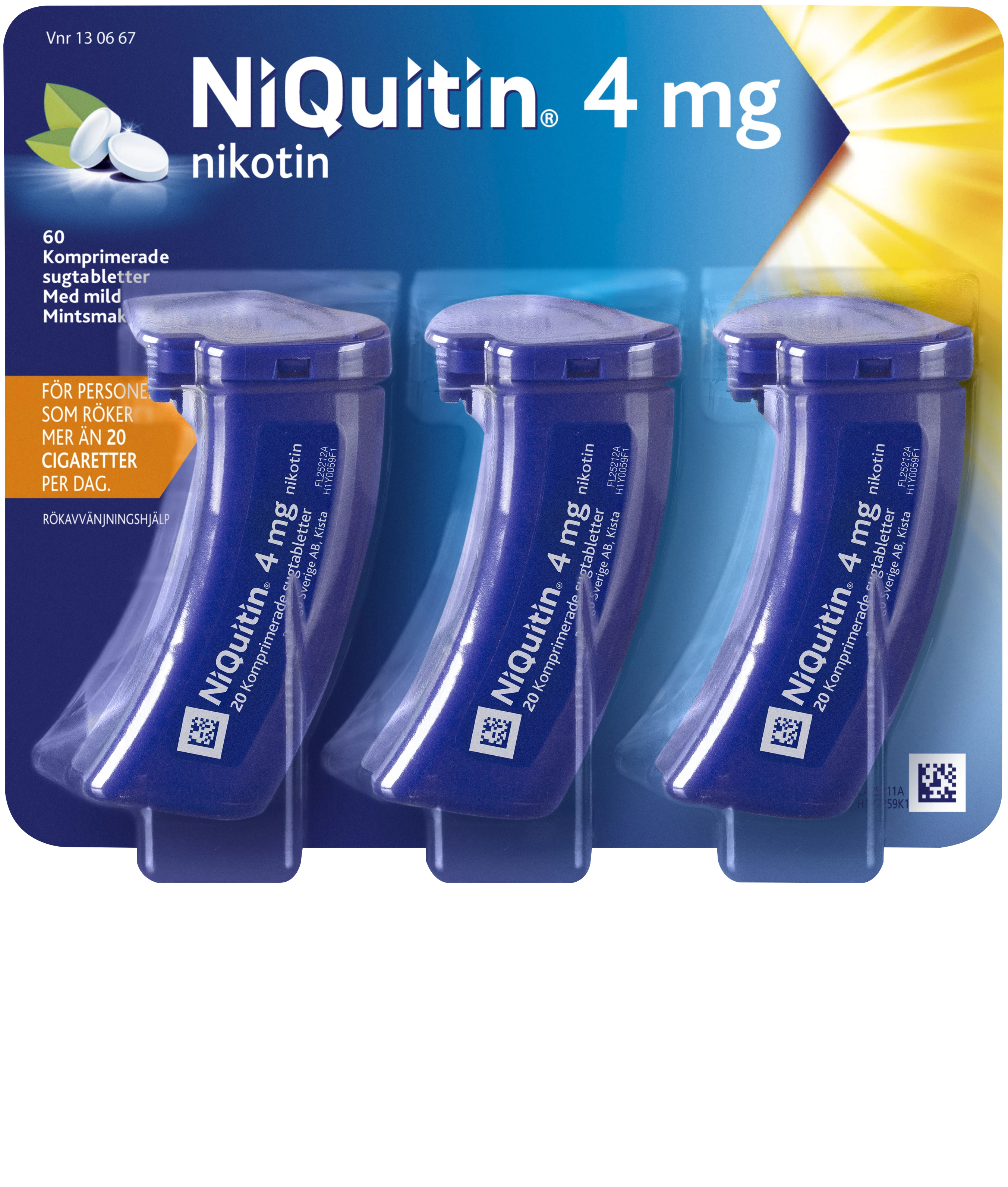 NiQuitin Komprimerad sugtablett 4mg Plastburk, 60(3x20) sugtabletter - Nikotintabletter