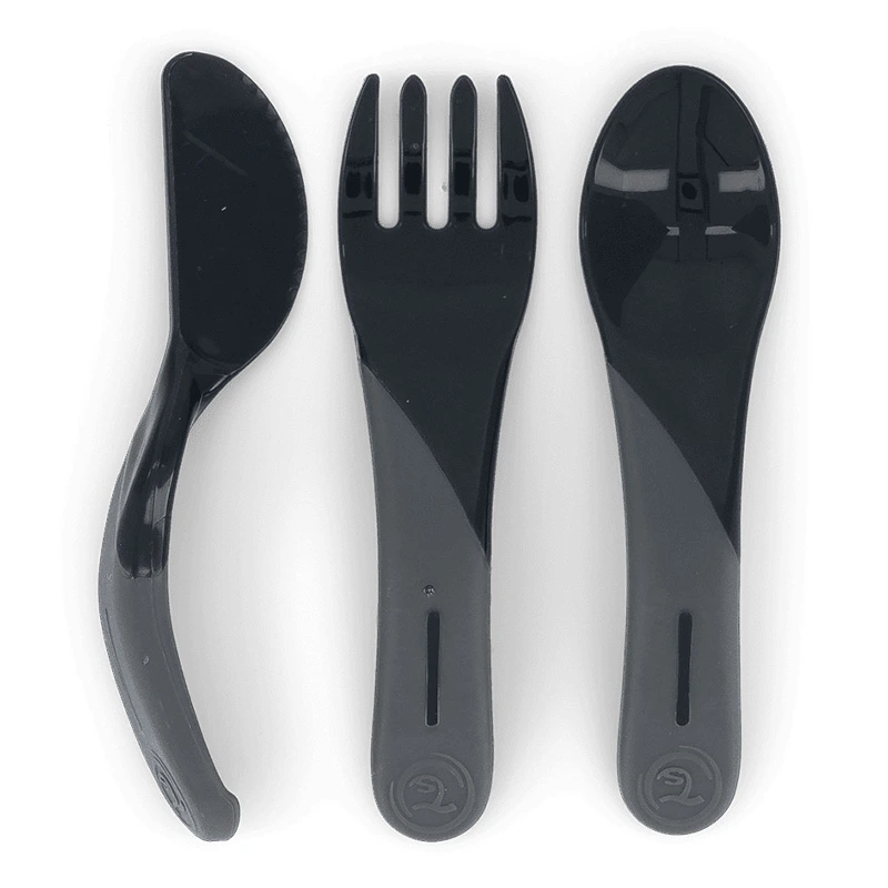 Twistshake Äta-Själv Set Plast 6 mån+ Black - Barntallrik & barnbestick