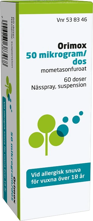 Orimox Orifarm Nässpray suspension 50 μg/dos 60 doser - Nässpray mot rinnsnuva