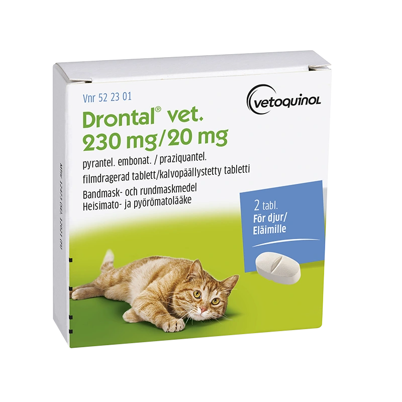 Drontal vet. filmdragerad tablett 230 mg/20 mg 2 st - Avmaskning för katt
