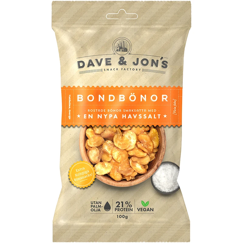 Dave & Jon's Bondbönor Havssalt 100 g - Nötter & torkad frukt