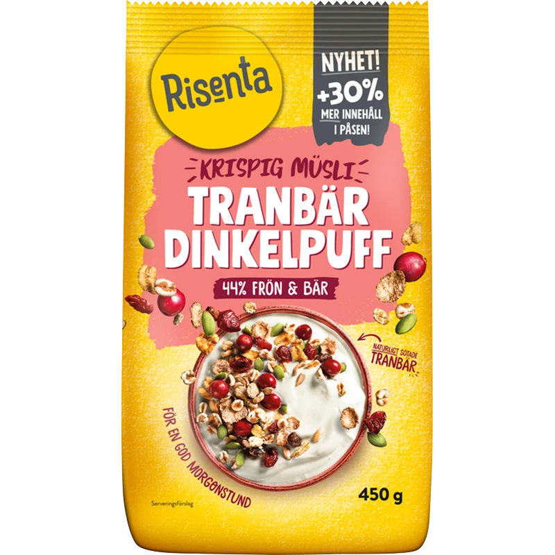 Risenta Krispig Müsli Tranbär Dinkelpuff 450 g - Risenta müsli