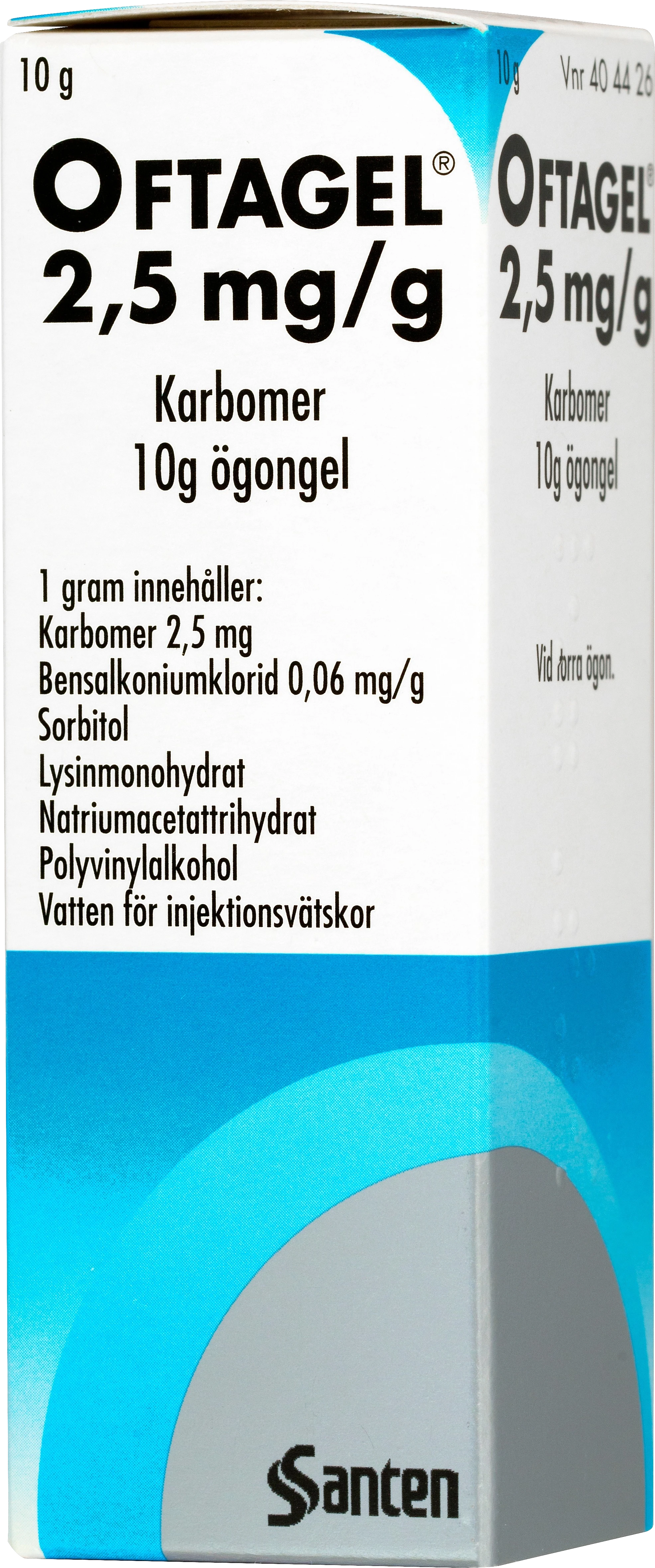 Oftagel ögongel 2,5 mg/g 10 g - Ögondroppar för torra ögon