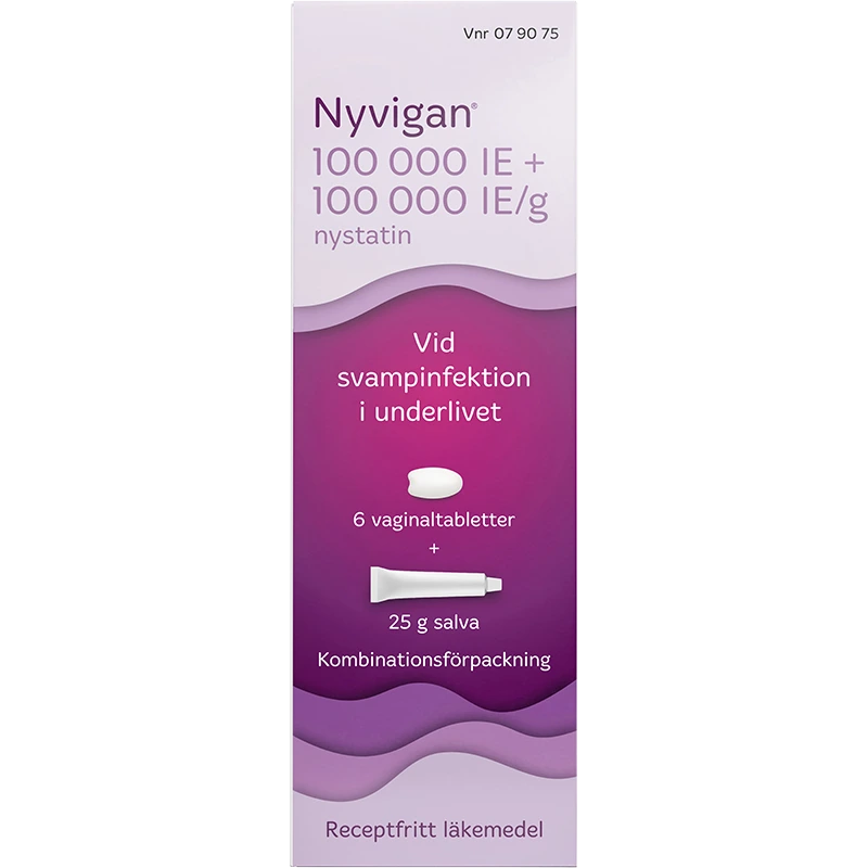 Nyvigan Salva + vaginaltablett 100000IE/g+100000IE Tub + Blister, 25g + 6 tabletter - Svamp i underlivet