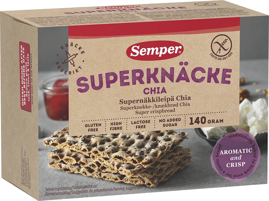 Semper glutenfritt Superknäcke Chia 140 g - Glutenfritt knäckebröd