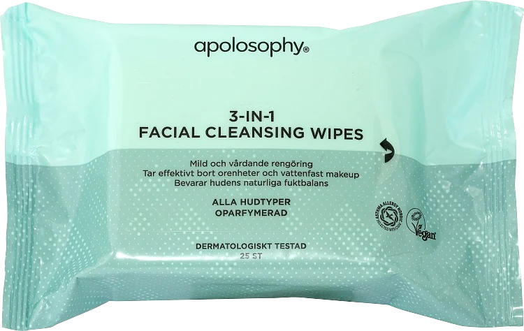 Apolosophy Face 3in1 Facial Cleansing Wipes 25 st - Sminkborttagningsservetter