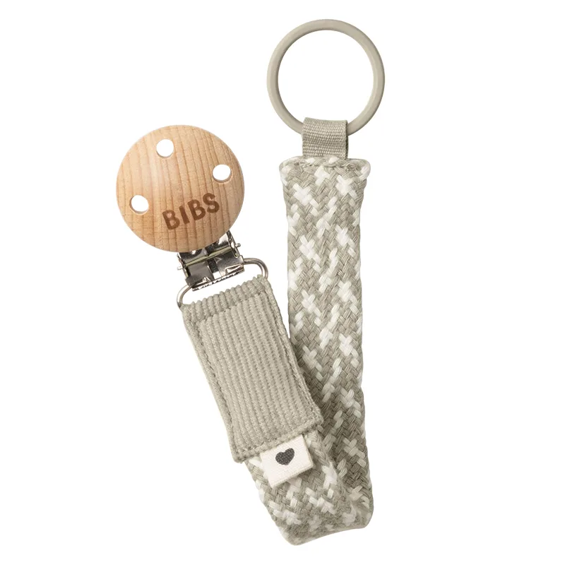 Pacifier Clip Braided Sand/Ivory