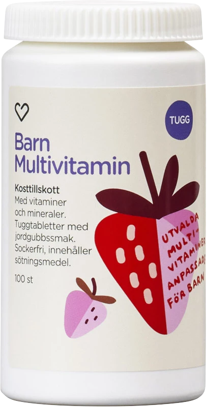 Hjärtats Barn Multivitamin tuggtablett med jordgubbsmak - Multivitaminer för barn