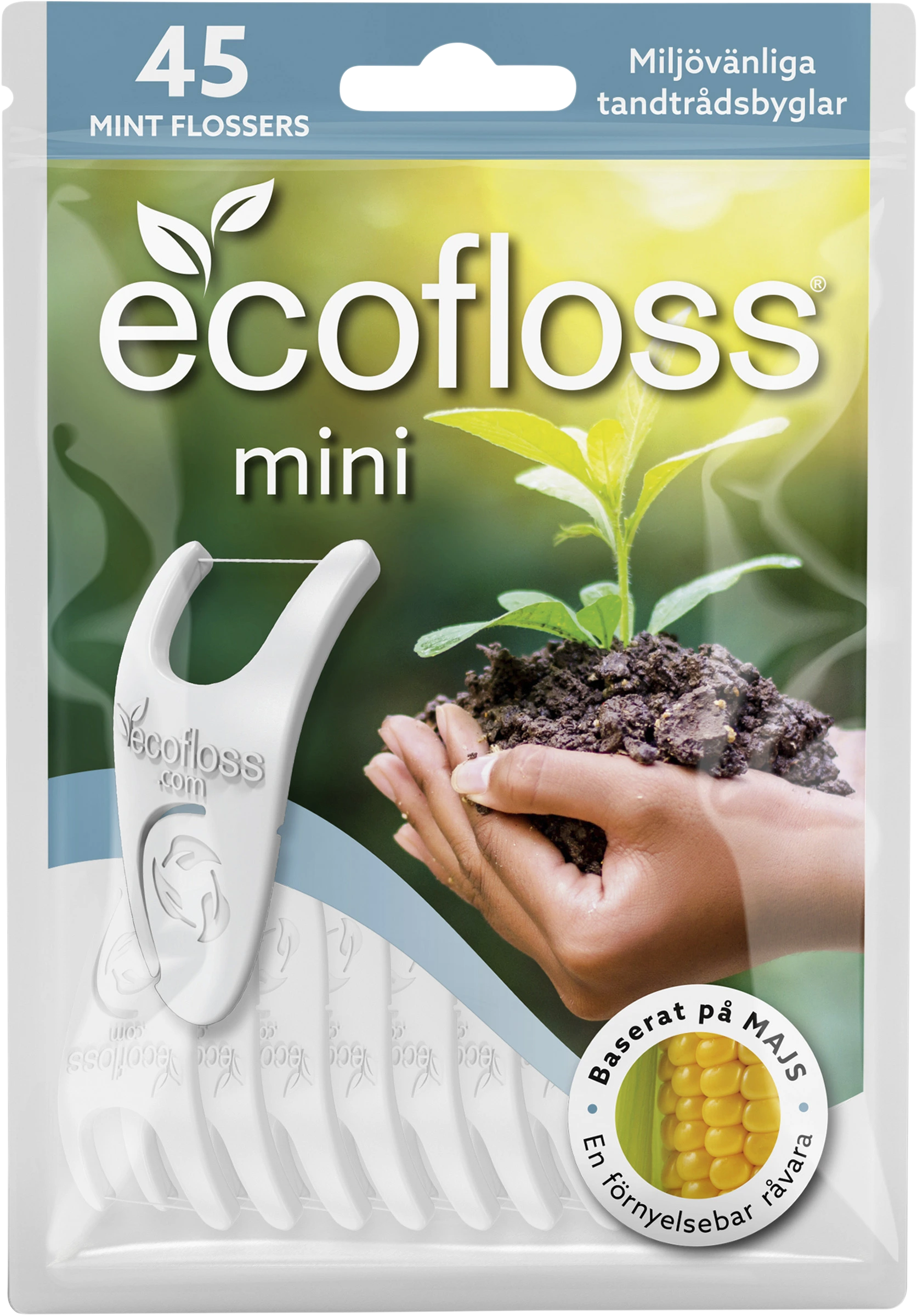 Ecofloss Mini Tandtråd med Hållare 45 st - Tandtrådsbyglar