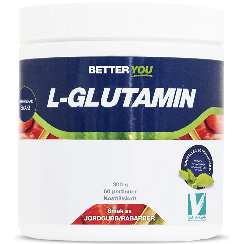 Better You Naturligt L-Glutamin Jordgubb/Rabarber 300 g - L-glutamin