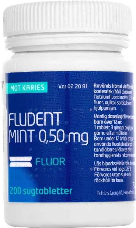 Fludent mint sugtablett 0,5 mg 200 st - Kariesförebyggande