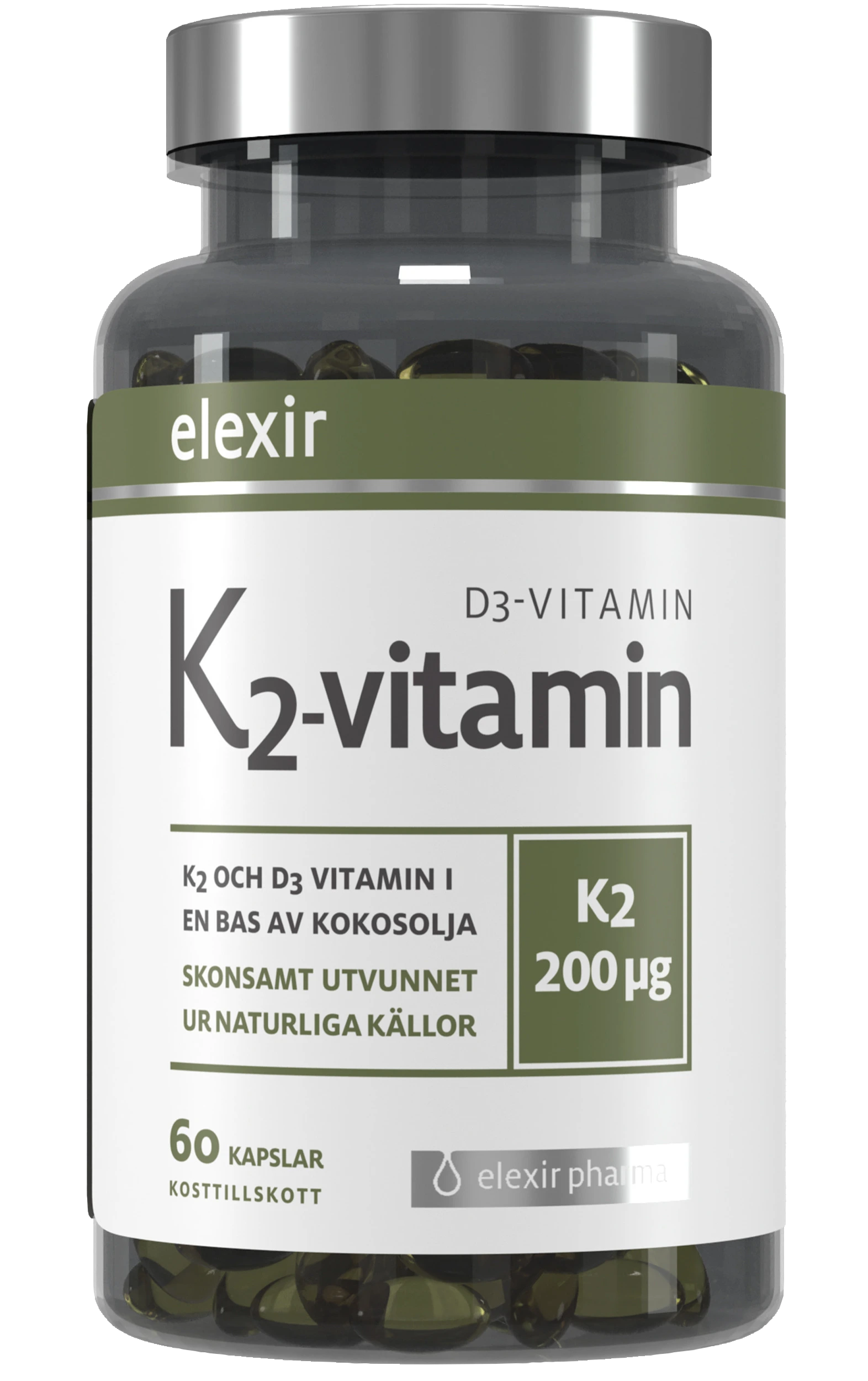Elexir K2+D3 200 mcg 60 kapslar - D-vitamin