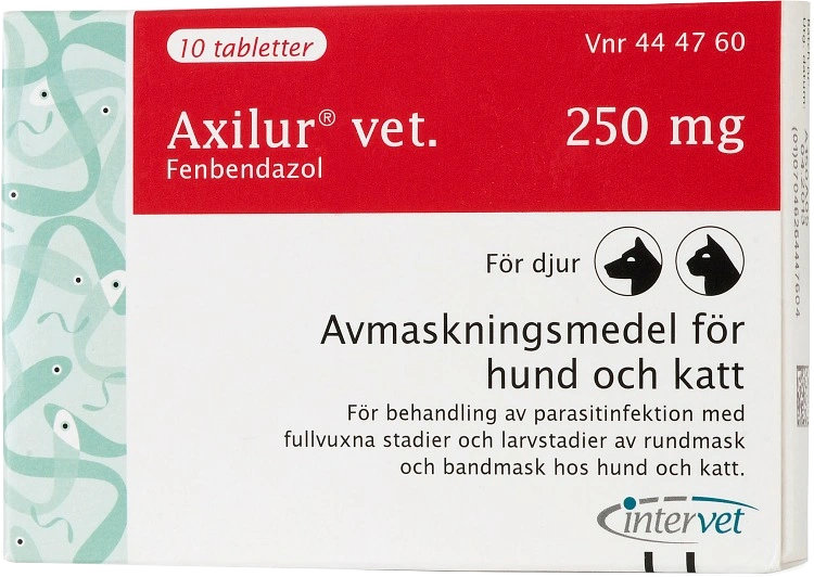 Axilur vet. tablett för hund och katt 250 mg 10 st - Bandmask hund