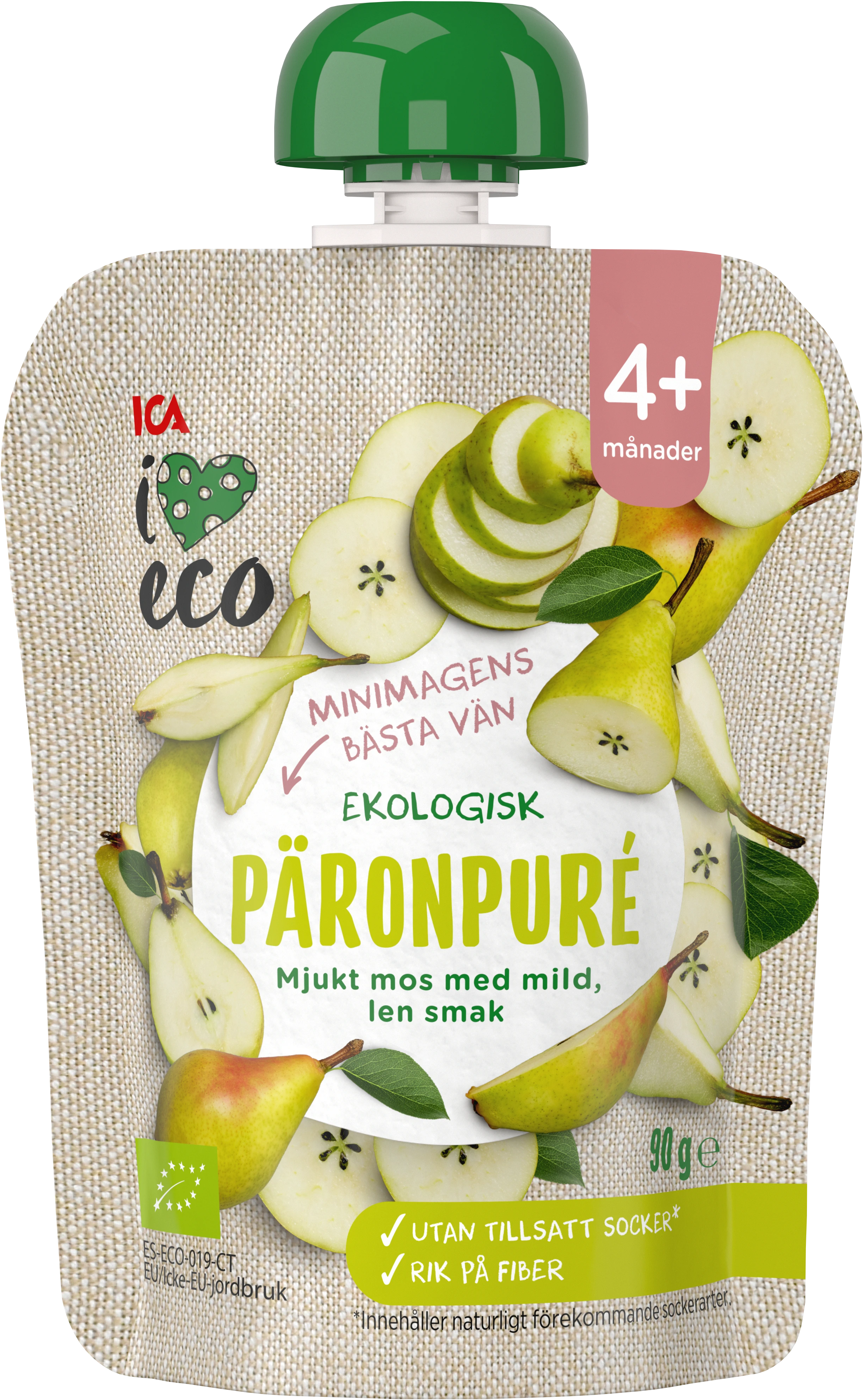 ICA I Love Eco Päronpuré 90 g - Barnmat