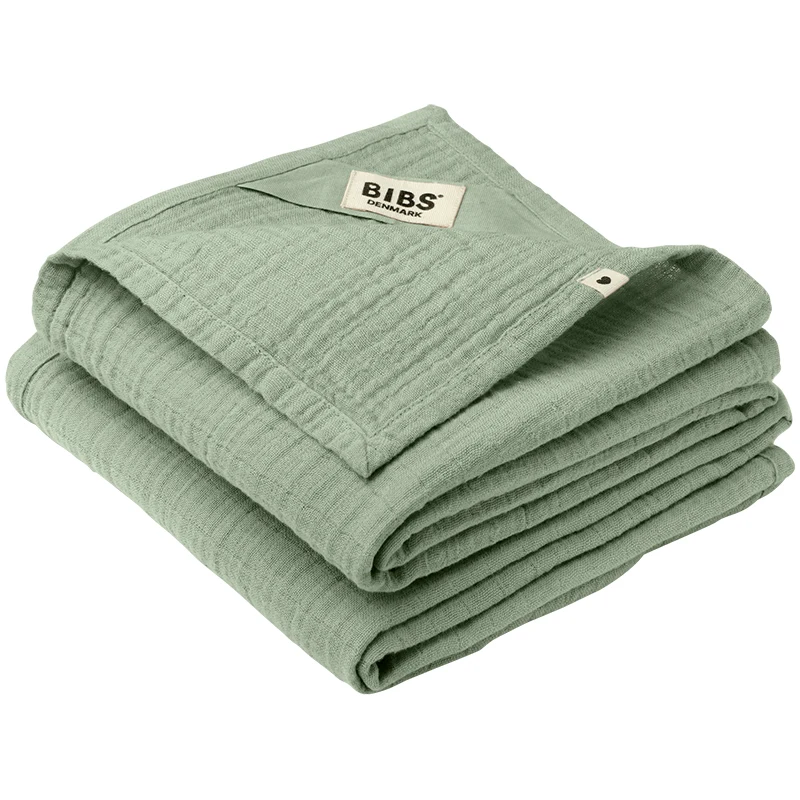 BIBS Cuddle Cloth Muslin 70x70 cm Sage 2-pack - Babyfiltar