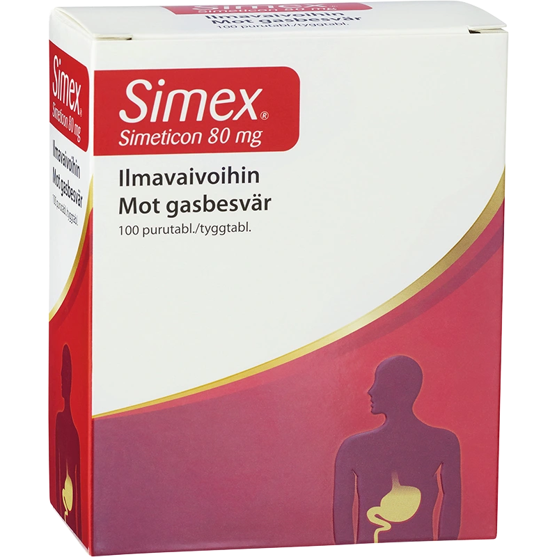 Simex Tuggtablett Simetikon 80 mg 100 st - Gaser i magen