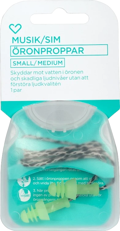 Hjärtats musik- och simpropp small/medium 1 par - Öronproppar att sova med
