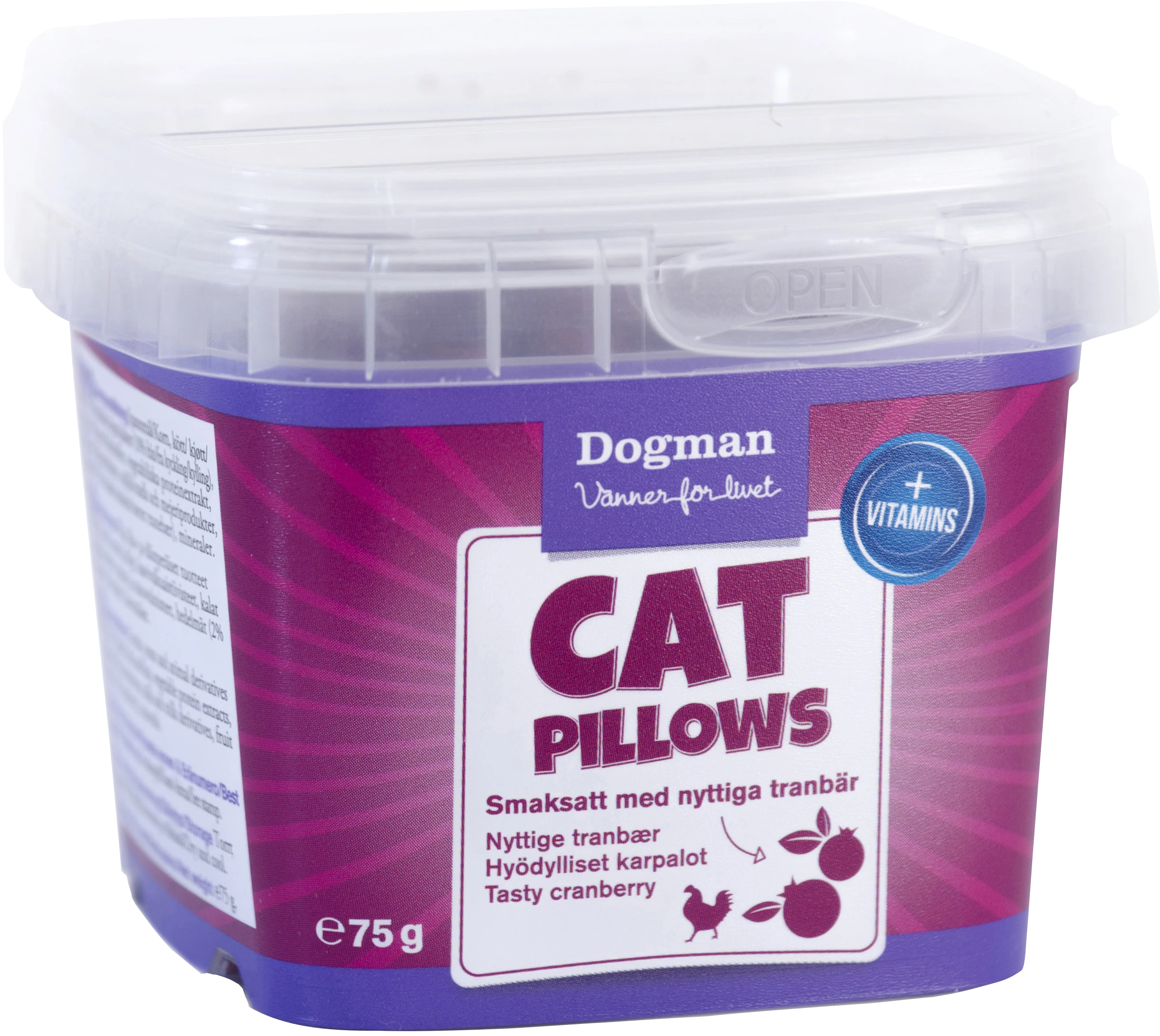 Dogman Cat Pillows Kyckling/Tranbär 75 g - Kattfoder & fodertillskott