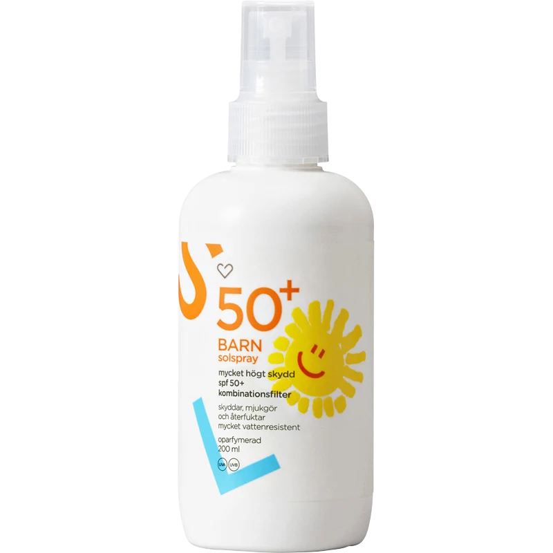 Hjärtats Solspray Barn SPF50+ Oparfymerad 200 ml - Solskydd kropp