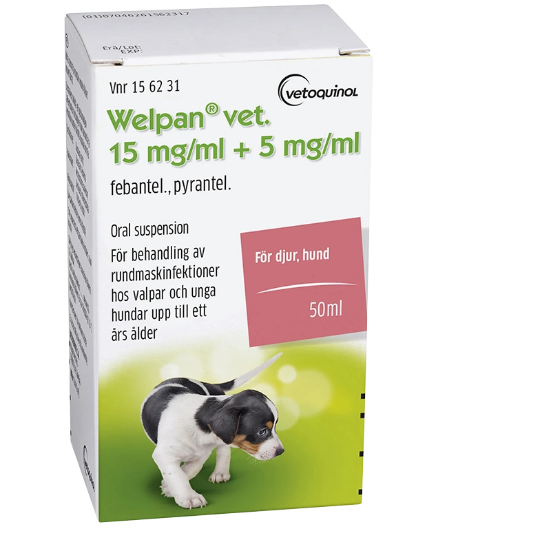 Welpan vet. oral suspension 15 mg/ml + 5 mg/ml 50 ml - Avmaskning valp