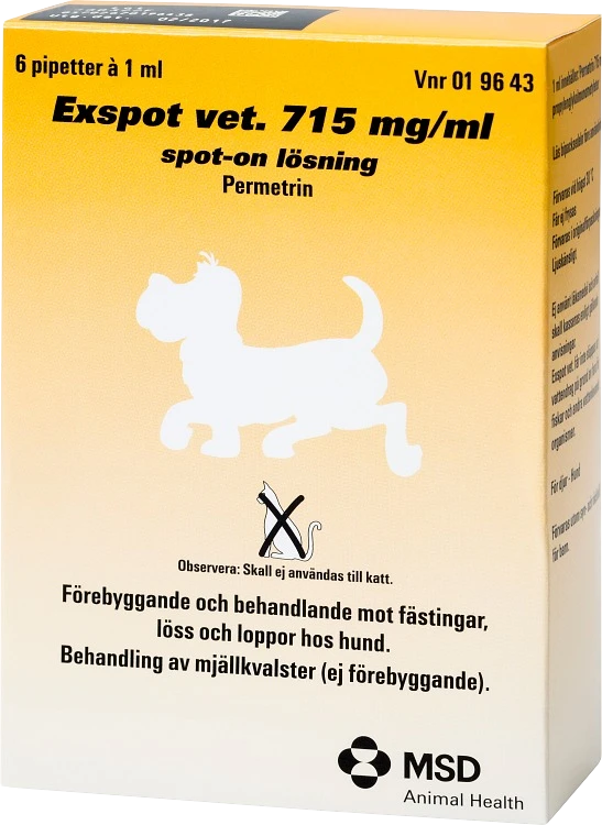 Exspot vet. lösning för hund 715 mg/ml 6 x 1 ml - Loppor & löss hund