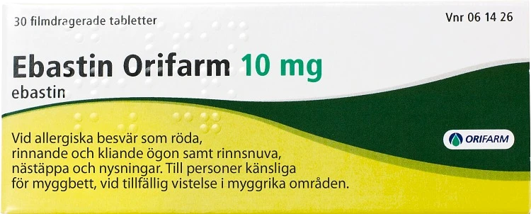 Ebastin Orifarm filmdragerad tablett 10 mg 30 st - Allergitabletter mot pollenallergi