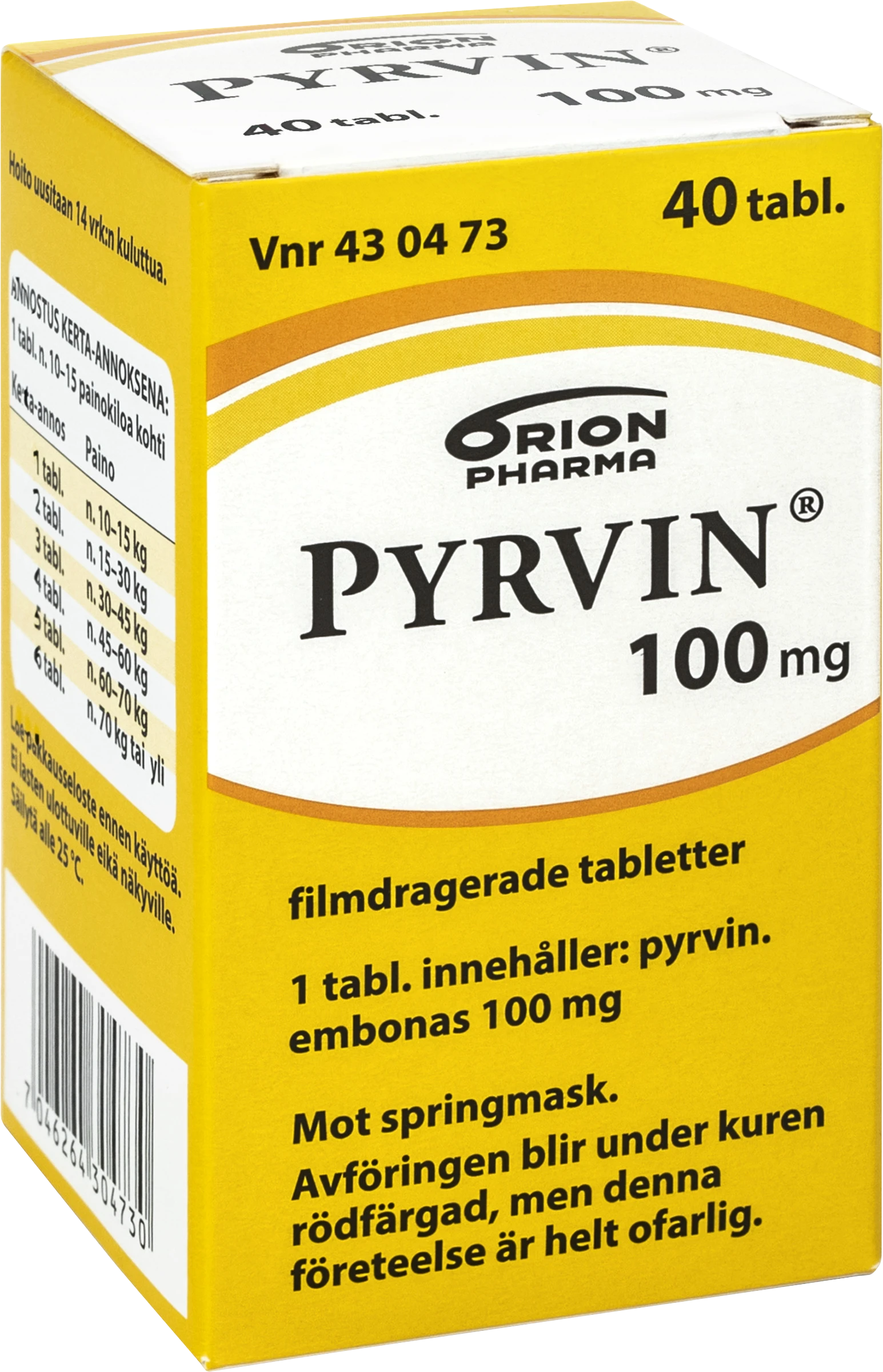 Pyrvin 100 mg, 40 tabletter - Springmask