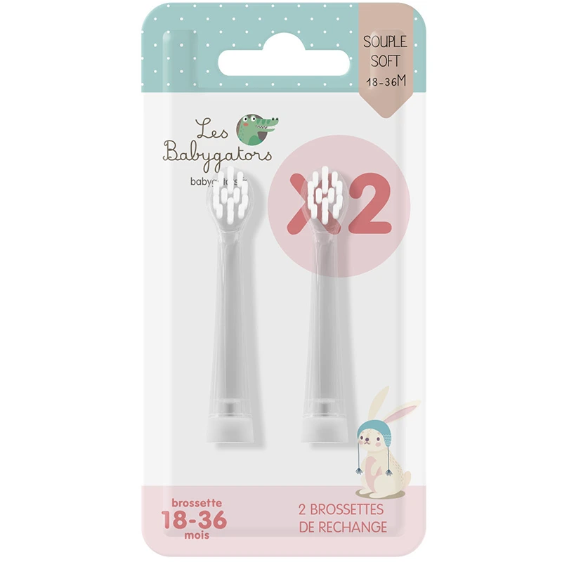 Les Babygators Borsthuvud Refill 18 månader+ 2-pack - Tandborstar för barn & bebis