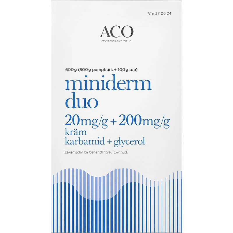 Miniderm Duo Kräm 20mg/g+200mg/g Burk med pump och tub, 600g (500g + 100g) - Torr hud