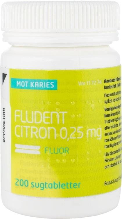 Fludent citron sugtablett 0,25 mg 200 st - Kariesförebyggande