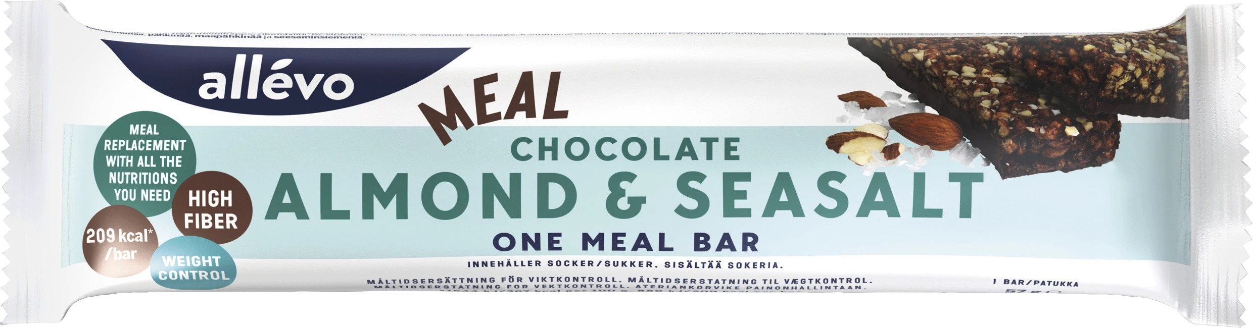 Allévo One Meal Chocolate Almond & Seasalt 57 g - Måltidsersättning