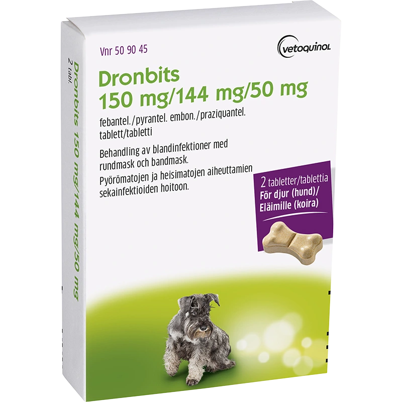 Dronbits tablett 150 mg/144 mg/50 mg 2 st - Bandmask hund