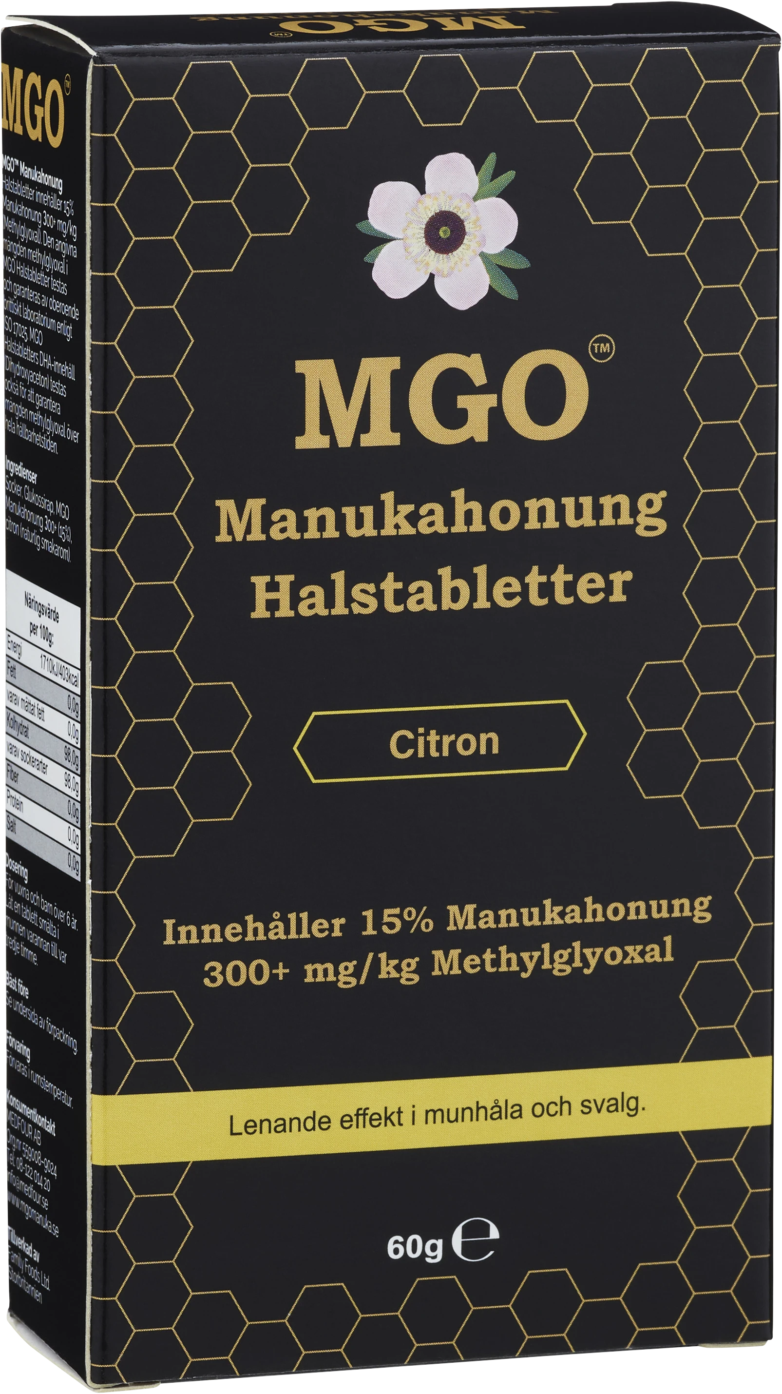 MGO Manukahonung 300+ Halstabletter Citron 60 g - Halstabletter