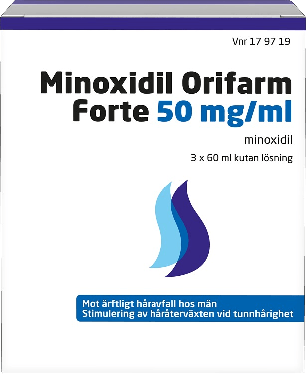 Minoxidil Orifarm Forte kutan lösning 50 mg/ml 3x60 ml - Håravfall