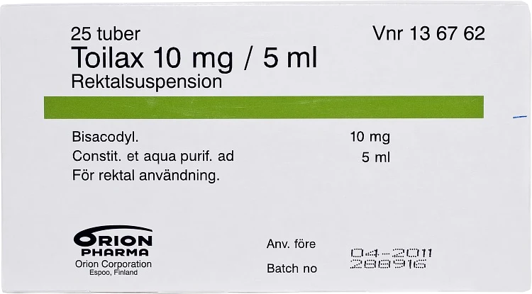 Toilax rektalsuspension 10 mg/5 ml tub 25 x 5 ml - Lavemang & rektallösning