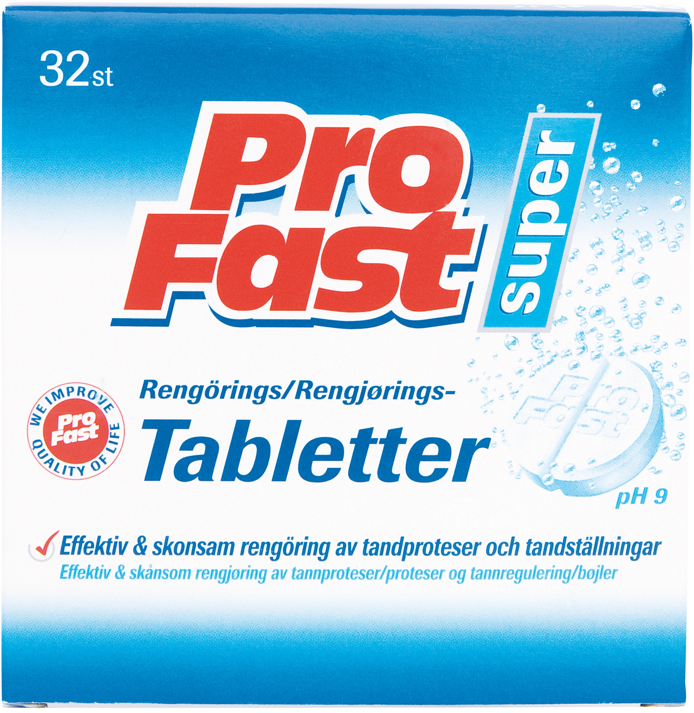 Profast rengöringstablett 32 st - Tillbehör till tandprotes