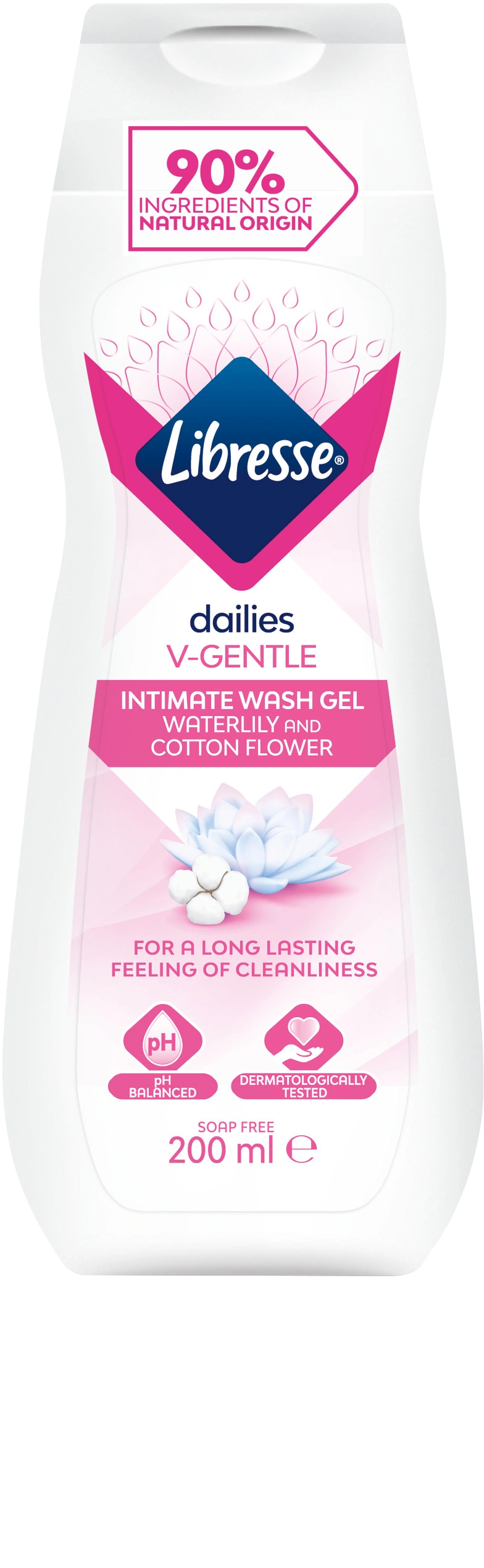 Libresse Dailies V-gentle intimtvätt Näckros & Bomullsblomma 200 ml - Intimtvätt