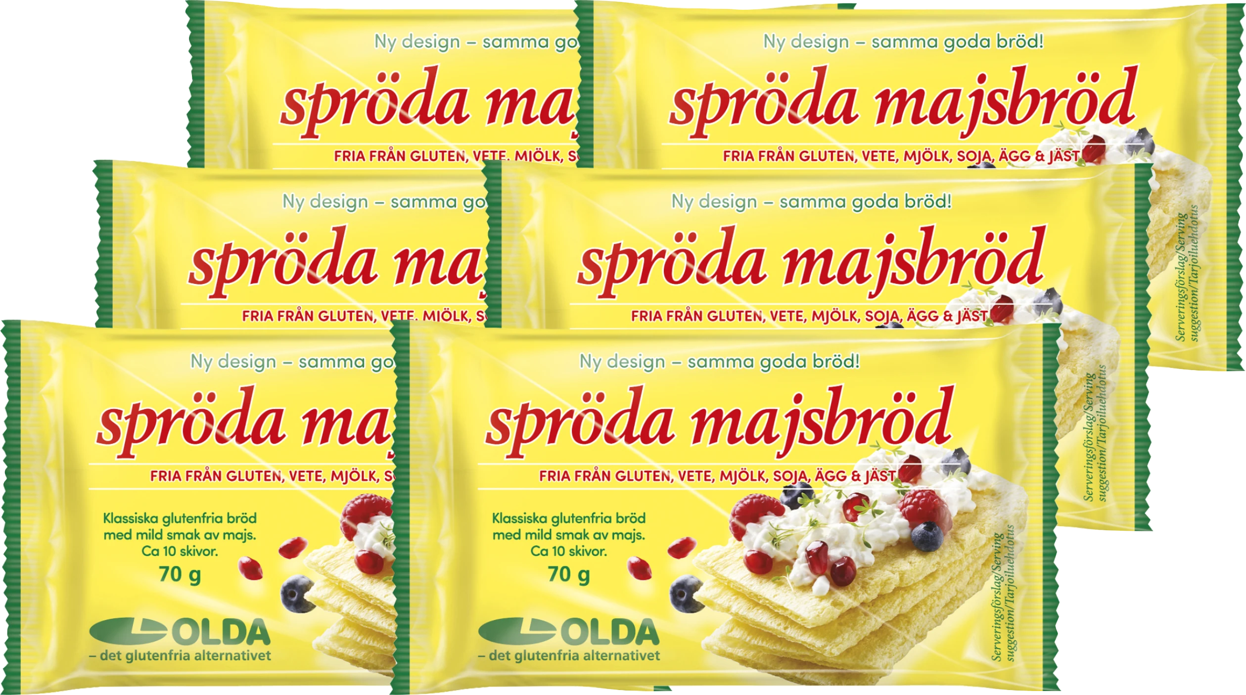 Olda Spröda Majsbröd 6x70 g - Specialkost för barn