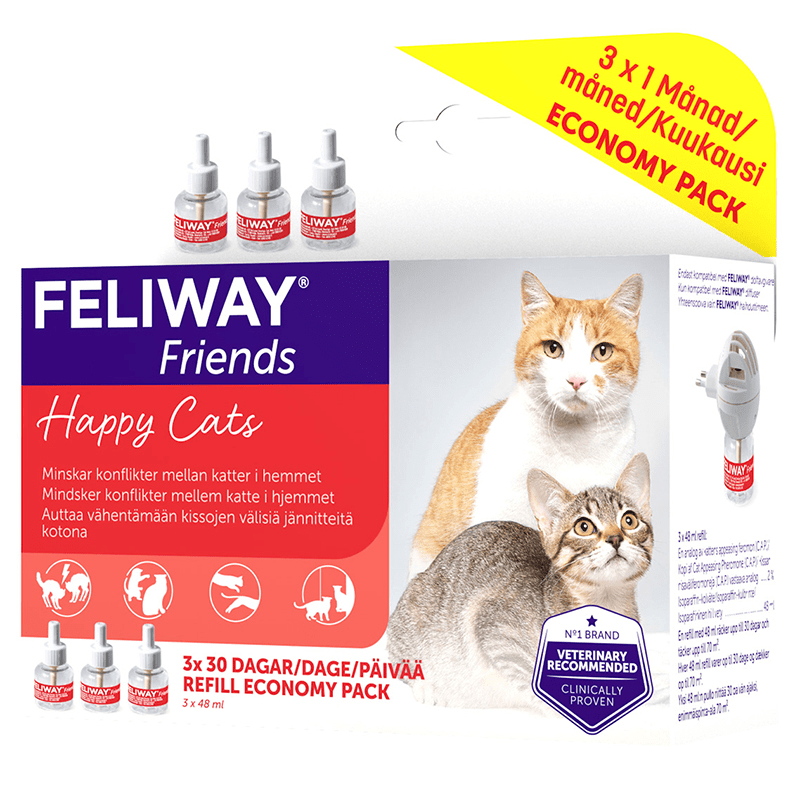 Feliway Friends 3 x Refill 48 ml - Rädsla & oro hos katt
